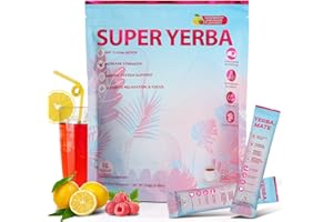 JXIAOYUMIO Super Yerba Mate Instant Powder, Yerba Mate with Lions Mane, Ashwagandha, Magbesium for Man & Women | Clean Energy & Focus Boost | Gut Support, Antioxidants | Raspberry Lemonade Flavor - 30 Servings