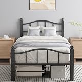 Blbeed Twin XL Bed Frame, Noise-Free Design & Underbed Storage Heavy Duty Metal Bed Frames with Headboard No Box Spring Needed/Tool-Free Assembly