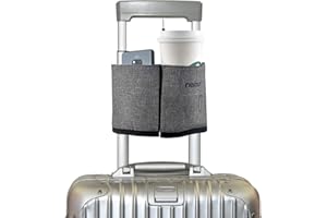 riemot Luggage Travel Cup Holder Free Hand Drink Carrier - Hold Two Coffee Mugs - Fits Roll on Suitcase Handles - Gifts for Flight Attendants Travelers Accessories Grey
