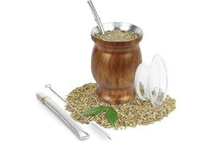 8 Oz Yerba Mate Cup, Tea Cup Set Include Stainless Steel Modern Mate Cup, 2 Bombilla Mate Straws, Cleaning Brush and BPA Free