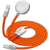 chubbycable 2 in 1 USB C Cable for Apple Watch 40Mins 80%, Orange, 4FT | Travel Essentials, 100W Fast Charging, For iPhone 18/17/16/15 Series, Strong Magnetic, E-Marker Chip, 480Mbps Data Transfer