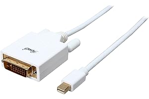 Mini DisplayPort to DVI Cable, White, 3 Feet Mini DP to DVI Cable with Gold Plated Connector, Mini DisplayPort Male (Thunderb