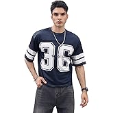 SOLY HUX Men's Jersey Shirts Mesh Number Graphic Crew Neck Short Sleeve Streetwear Tee Loose Tops