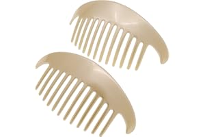 Camila Paris CP3016 French Hair Side Combs, Beige Pearl Interlocking Combs French Twist Hair Combs, Strong Hold Hair Clips for Women Bun Chignon Up-Do, Styling Girls Hair Accessories, Made in France