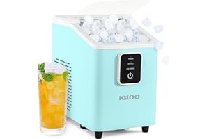 Igloo Self-Cleaning Countertop Ice Maker - Compact and Portable - Creates 26 lbs. Per Day, 8 Pieces Ready Every 7-8 Minutes - Includes Ice Scoop and Basket - Aqua