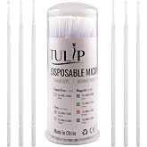 Tulip 400 Superfine Micro Applicator Brushes - Disposable Dental Microbrushes with Bendable Tip - Microswabs for Eyelash Extensions - Microbrush Applicator Sticks with Cotton Tip (White)