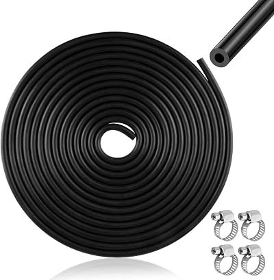 Kigift 6m Silicone Vacuum Hose 4mm ID Black with 4 Clamps for Auto Pipe Air