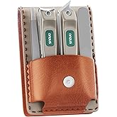 OFIDUS Nail Clippers Set Professional Stainless Steel Manicure Kit with Catcher, Curved & Oblique Clippers, Tweezers, and Nail File in Luxury Leather Case
