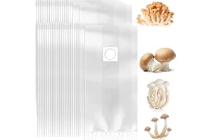 Mushroom Grow Bags 50 Pack, Mushroom Growing Kit with 0.2 Micron Filter, 6 Mil Polypropylene Substrate Bag Breathable Spawn B