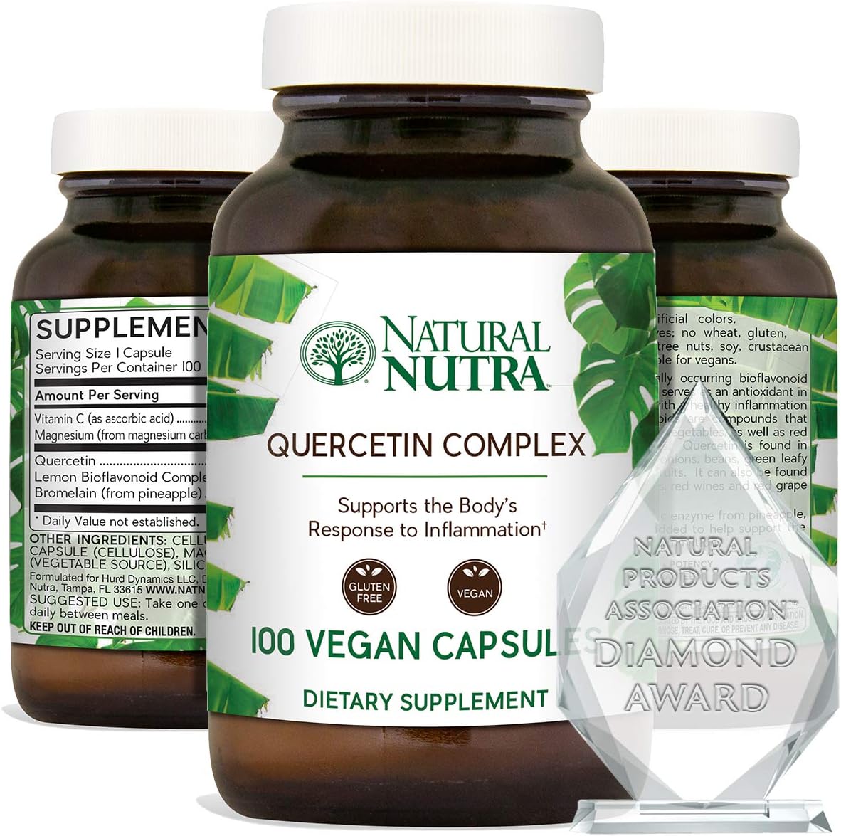 Natural Nutra Quercetin Complex with Bromelain, Vitamin C Citrus Bioflavonoid Supplement, Antioxidant and Inflammation Support, 100 Vegan and Vegetarian Capsules: Health & Personal Care