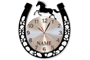Custom Horseshoe Wall Clock Personalized Name Horseshoe Themed Wall Hanging Clocks, 2D Acrylic Horse Wall Art Decor for Home 