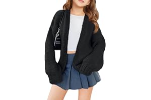 Haloumoning Girls Long Sleeve Cardigan Kids Casual Open Front Chunky Sweater Fall Outerwear 5-14Y