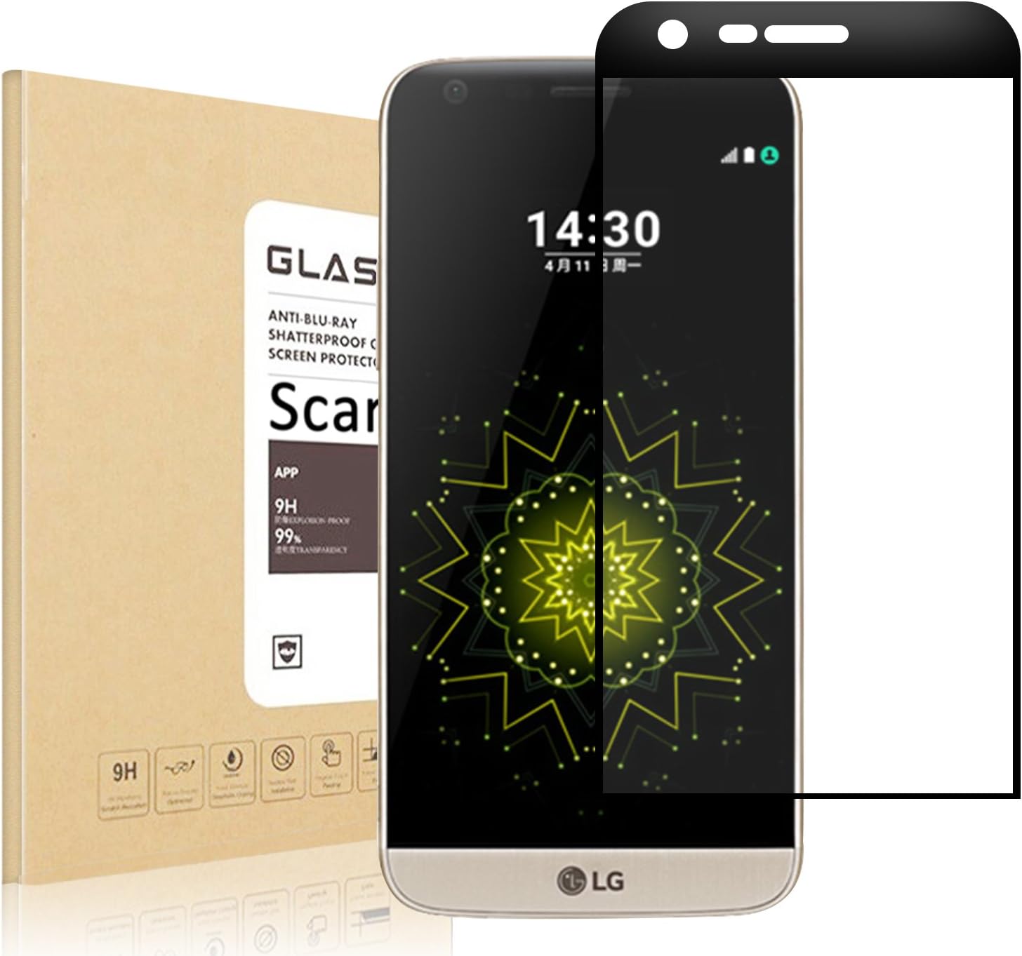 Scarer LG G5 Screen Protector, Tempered Glass Full coverage [Case Friendly][3D Curved Protection]HD Clear Tempered Glass Screen protector For LG G5 (BLACK)