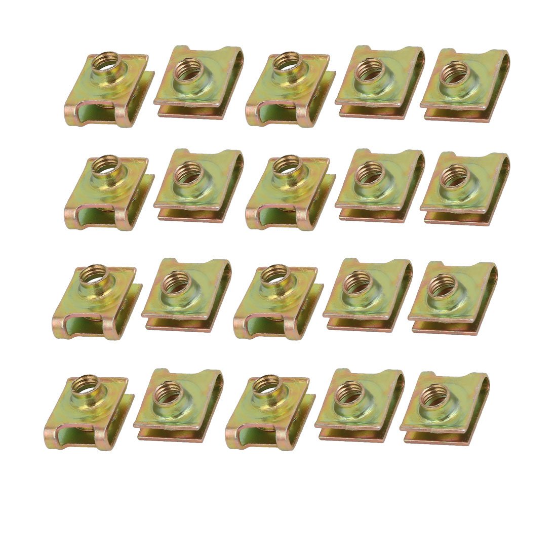 Sourcingmap 20pcs Spring Steel Speed Fastener Extruded U Nut Brass Tone for M6 Screw