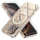 Choiche for iPhone 16 Pro Case Magnetic, Women Clear Glitter Bling Sparkly Case, [3xDiamond Camera Lens Protectors] [2xTempered Glass Screen Protectors] [Compatible MagSafe] 6.3" (Glitter Clear)