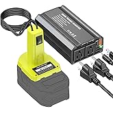300W Power Inverter Compatible with Ryobi 18V Battery, DC 18V to AC 110V Portable Power Station Generator with 2 AC Outlets & 1 Type-C PD 65W & 1 USB A 18W Max for Emergency Power