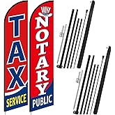 Mindsoft 2 Pcs 15 ft Tax Service Feather Flag Notary Public Flag Income Tax Advertising Feather Banner Sign with Flags Pole Kit and Ground Stake for Business Advertise