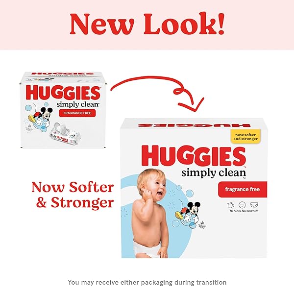 HUGGIES SIMPLY CLEAN UNSCENTED BABY DIAPER WIPES, 1 FLIP-TOP PACK (64 WIPES TOTAL), PACKAGING MAY VARY