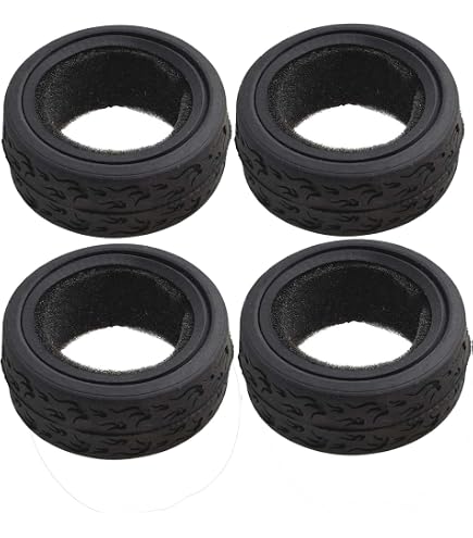 Lot De 4 Pneus + Jantes 1:10 RC On-Road – Caoutchouc & Plastique Pour HSP, HPI, Tamiya Touring Drift Course (Noir)