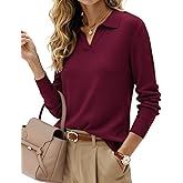 Kate Kasin 2026 Women's Wool Blend Sweaters, Long Sleeve Polo Shirts, V Neck Knitted Fall Tops