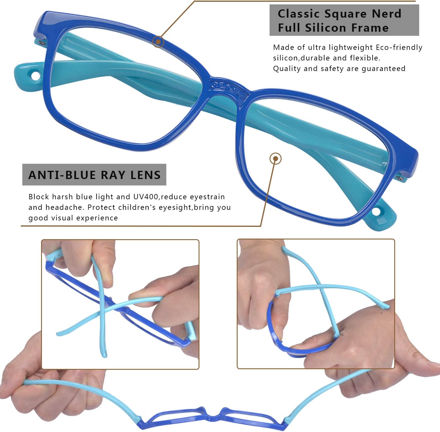 Outray 2 Pack Kids Blue Light Blocking Glasses Computer Gaming TV Glasses Silicon Frames for Boys Girls Age 3-12 Anti Glare & Eyestrain (Pink+Pink&Blue) - Image 5