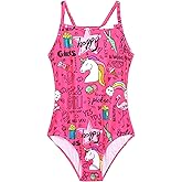 Nokecina Girls Swimsuits One-Piece Bathing Suits Multicolor Kids Sport Summer Beach Swimwear for 2-10 Years Old