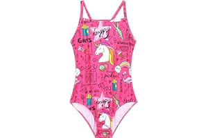 Nokecina Girls Swimsuits One-Piece Bathing Suits Multicolor Kids Sport Summer Beach Swimwear for 2-10 Years Old