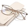 Madison Avenue Square Vintage TR90 Blue Light Blocking Reading Glasses for Women with Case, Anti Glare/Eyestrain Computer Readers Coffee Brown +1.5