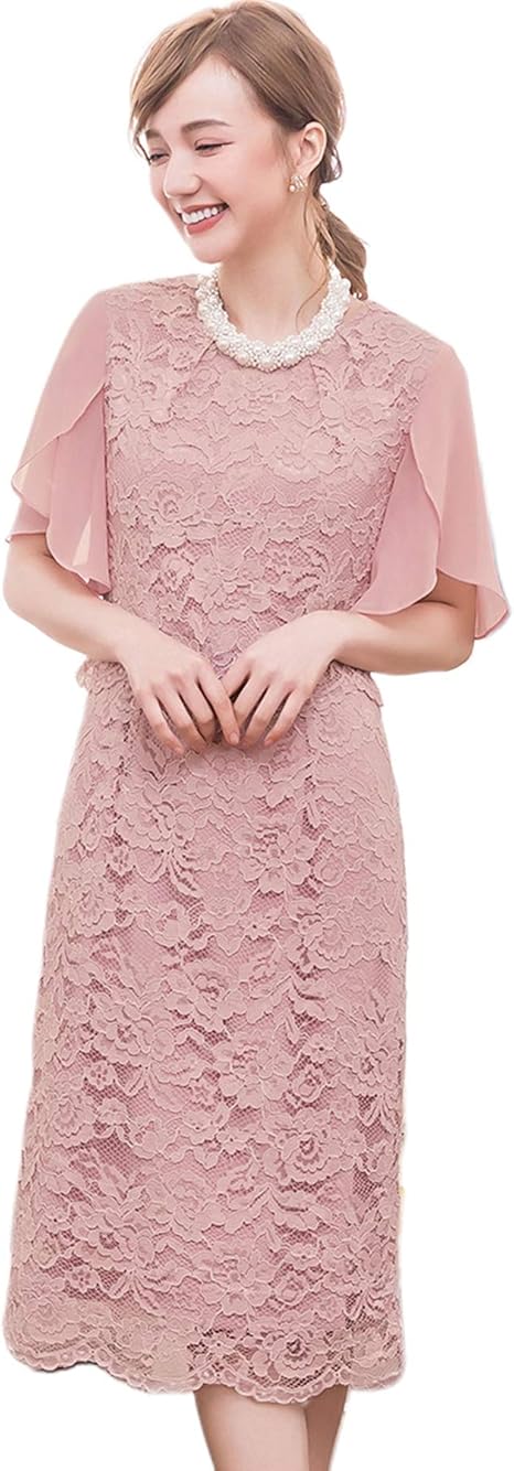 Amazon Co Jp Dressstar パーティードレス 結婚式 卒業式 卒園式 ワンピース 総レース 大きいサイズ お呼ばれ ドレス レディース 膝丈 ミモレ丈 袖あり パーティー 秋冬 服 ファッション小物