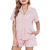 Arshiner Girls Pajamas Summer Outfit Kids Shorts Sets Button Down Loungewear Pjs