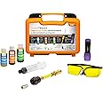 LEAKFINDER LF021 Auto Fluids & Air Conditioning Refrigerant Leak Detection Kit - 1oz of A/C, Oil-Based Leak Detector Dye, Injector Syringe, UV Light, R134A Hose Coupler, Made in USA