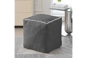 Louis Donné 45x45 Unstuffed Square Foot Rest Pouf Cover Resources Cotton and Linen Storage Bean Bag Chair Durable Footstool Boho Home Decor Poufs for Living Room, Bedroom