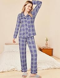 Ekouaer Womens Pajamas Set 2 Piece Button Down Pjs