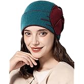 Sumolux Beanie Hats for Women Wool Skull Cap Beret Floral Cuffed French Vintage Dress Cloche Classic Winter 1920s