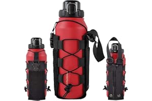 WICKTICK Molle Water Bottle Holder Pouch 16 24 32 40 64 oz - Multi-Purpose Tactical Fuel Bottle Bag, Adjustable Size for Outdoor Activities, Adapted to Backpack/Vest/Belt