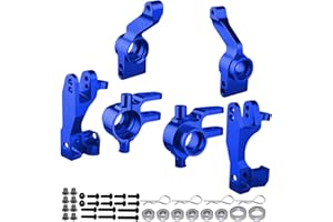 AllinRC Aluminum Steering Knuckle Caster Blocks C-Hubs Stub Axle Carriers Upgrades for 1/10 Traxxas Slash 4X4, Stampede 4X4, Rustler 4WD, Replaces Part 6837 6832 1952 (Navy Blue)