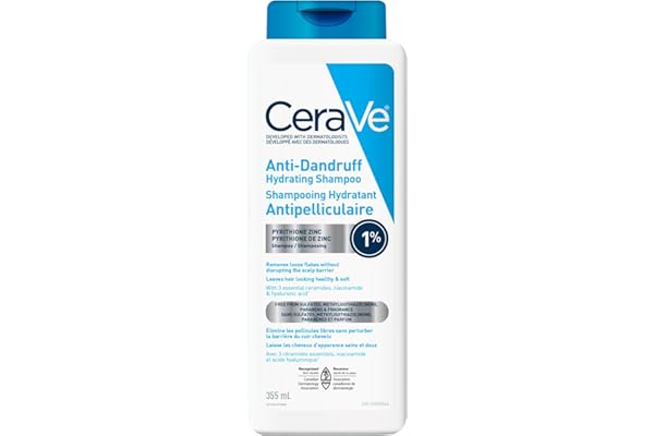 CeraVe Anti-Dandruff Hydrating Shampoo for Men & Women, Gently Cleanses Scalp & Hair While Reducing Flakes, Itchiness, and Ir