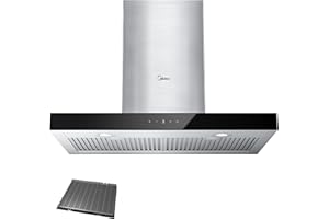 Midea MVT30W9AST Range 30 Inch 450CFM Vent T Shape Stove Hood with Stainless Steel Filters Kitchen Exhaust Fan, Ductless Convertible, Stainless Steel