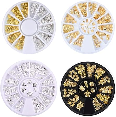 Amazon 4個セット ネイルパーツ シェル 貝 ヒトデ ネイルアートパーツ 海系 ジェルネイル 貝 海系 サマーゴールドネイルパーツ スタッズ ジェルネイル None Branded スタッズ 通販