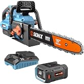 SENIX Electric Chainsaw, 16" Cordless Battery Chain Saw | No Battery Anxiety, Fast Charging with 60V 6.0Ah Battery &amp; 3A Charger for Large Yards,Garden