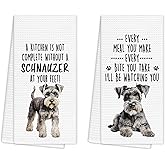 EGBTL Schnauzer Funny Kitchen Towels Set of 2, Schnauzer Gifts Decor, Dog Hand Towels for Kitchen Decor, for Dog Moms Lovers Owners Women Dishcloths Dish Towel 16X24 Inches