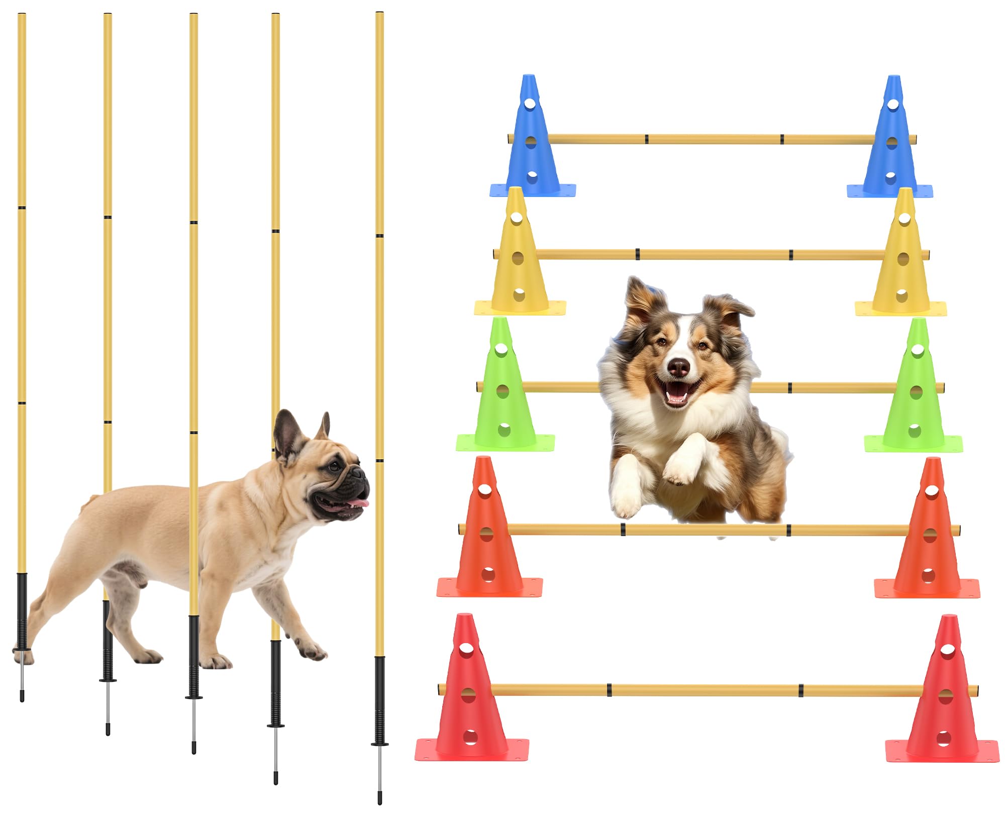 Photo 1 of TINEPRY Dog Agility Training Hurdle Cone Set, Adjustable Obstacle Course Equipment for Pet Exercise