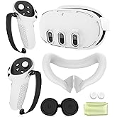 Silicone Cover Set Compatible with Oculus/Meta Quest 3, VR Accessories Protective Cover Includes Controller Grips, Front Shel