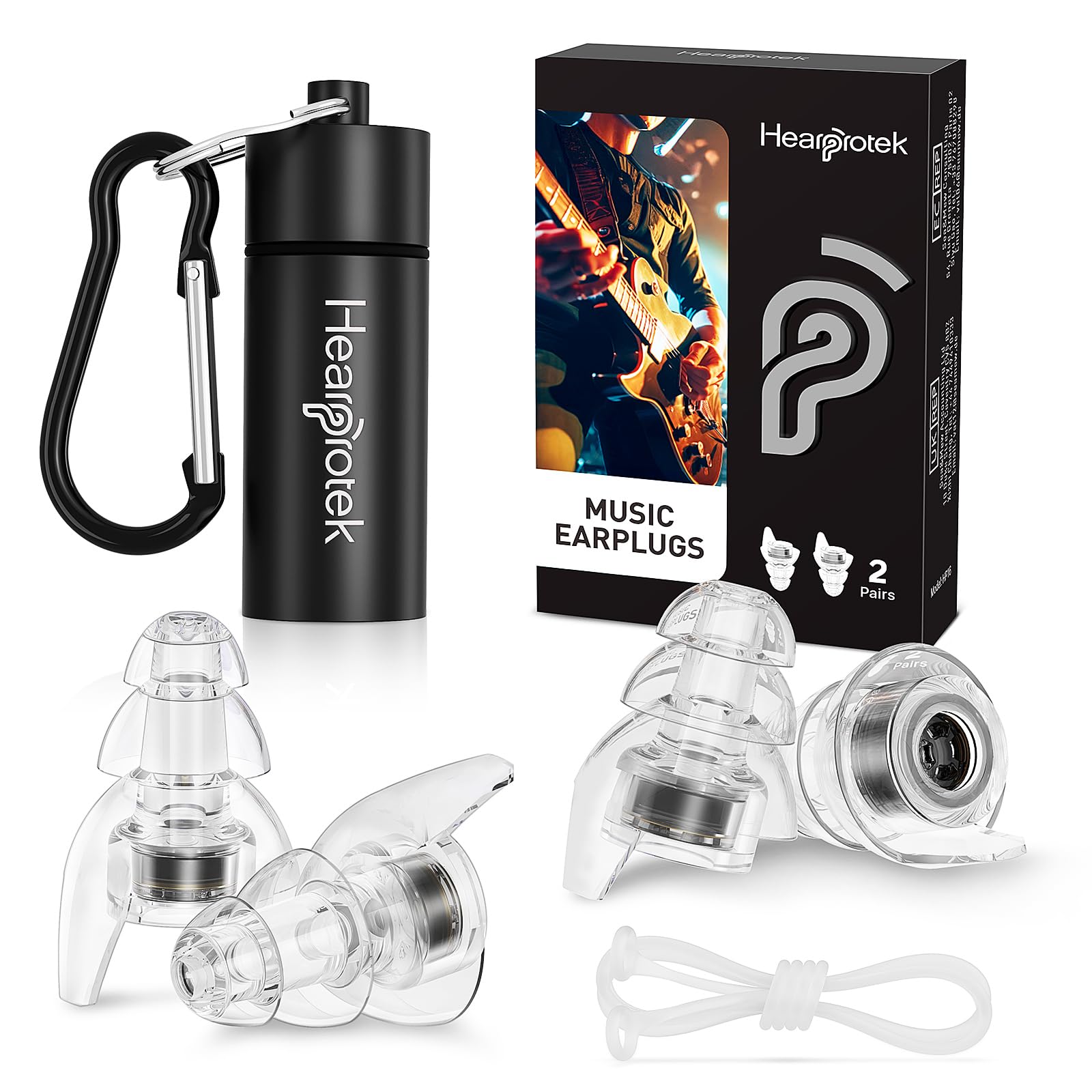 Photo 1 of Hearprotek Concert Ear Plugs, 2Pairs Reusable high Fidelity Musician Ear Plugs for Concerts Loud Music-Noise Reduction Ear Protection earplugs for Rave,Festival,Music,Tinnitus Relief