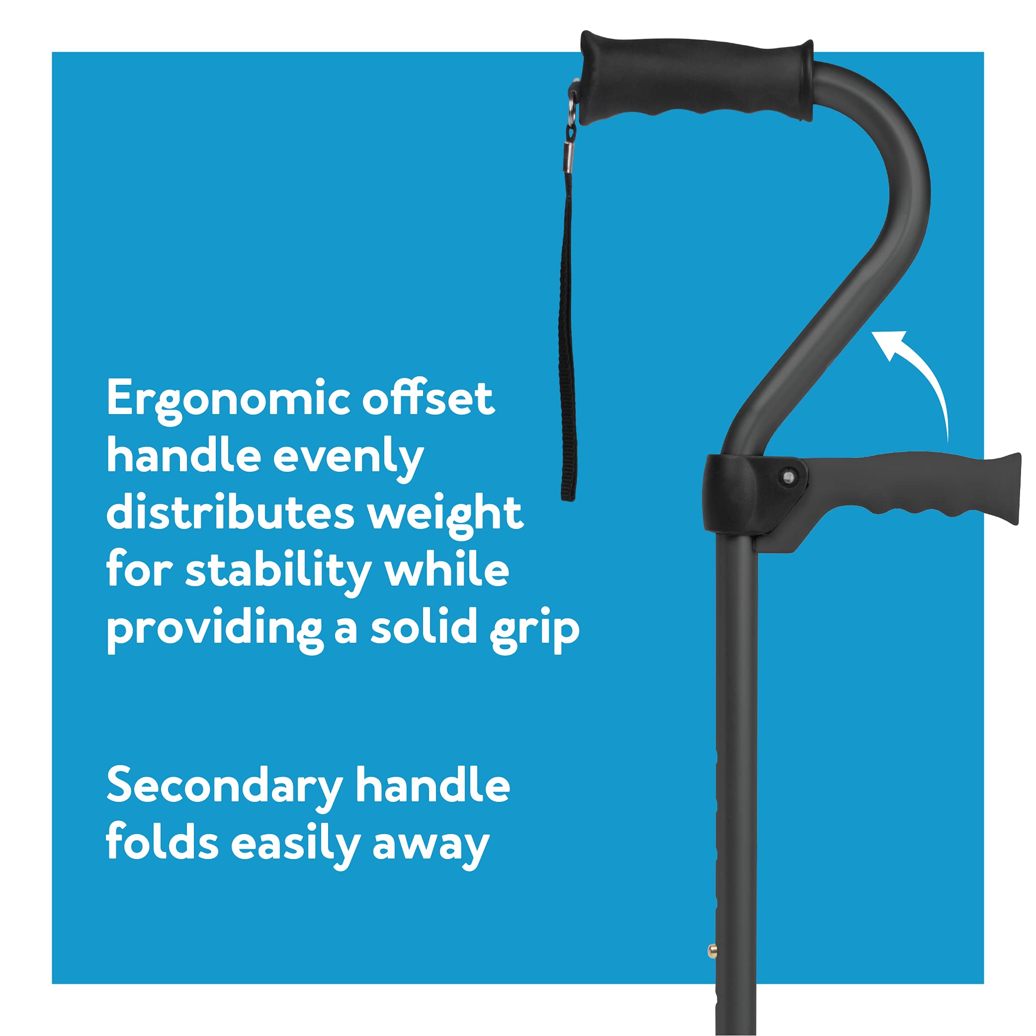 Carex Stand Assist Walking Cane - Includes Secondary Flip Down Handle for Added Support - Uplift Cane and Walking Stick for Seniors, Elderly, Disabled