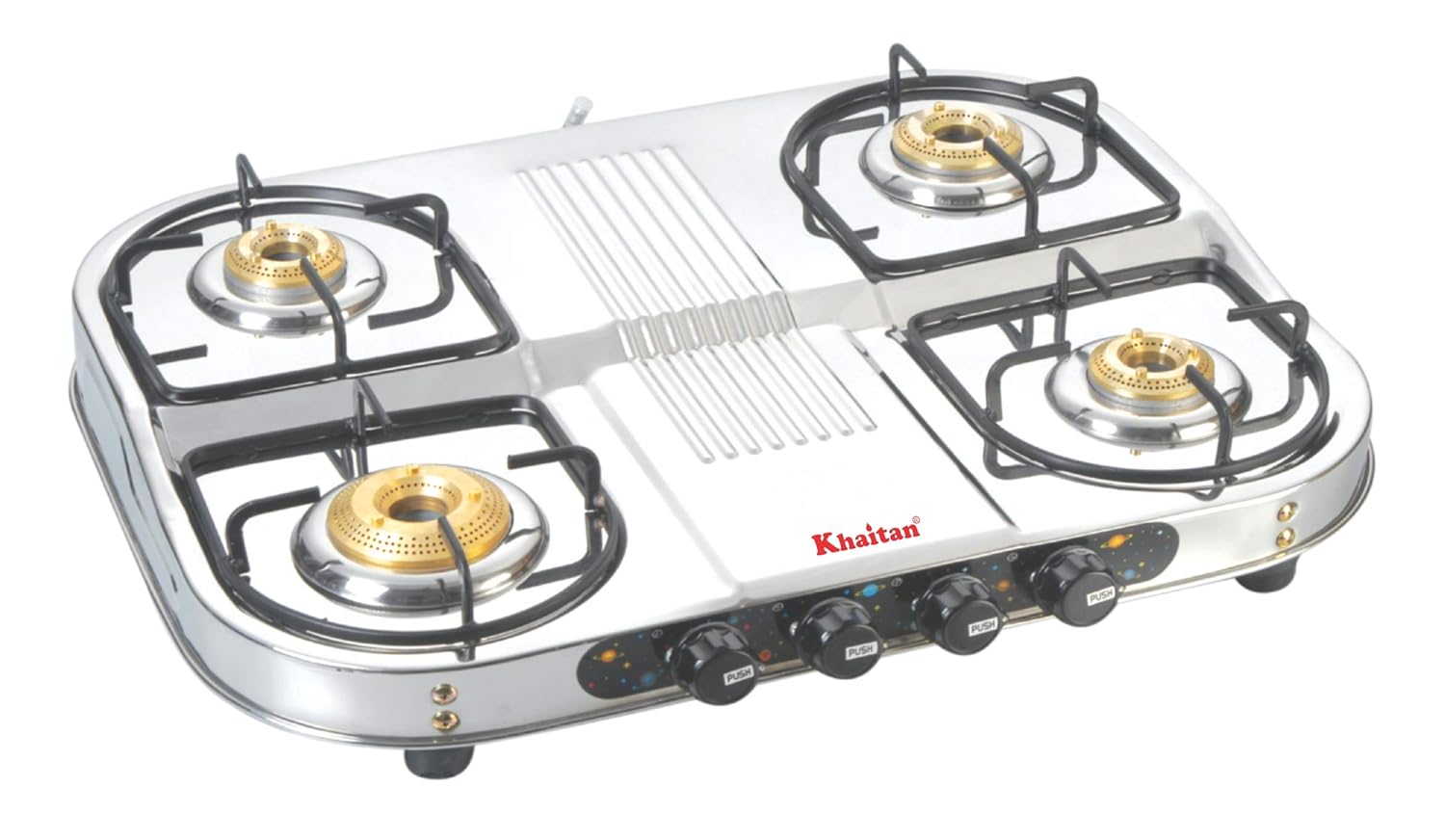 Buy Khaitan Stainless Steel Silver Gas Stove 4 Burner Double Decker