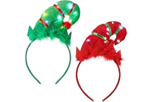 Luinabio 2 Pieces Christmas Headbands Glowing Costume Headwear Accessories Hair Hoop with 3D Designs for Holiday Party
