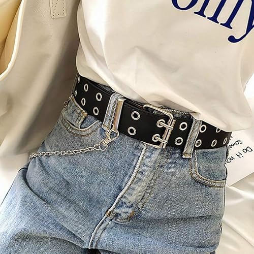 Homemari Pieces Double Grommet Belt Women Girls Waist Belt PU