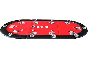 INO Design 10 Players Tri-Fold Casino Game Texas Holdem Blackjack Folding Poker Table Top Layout Mat