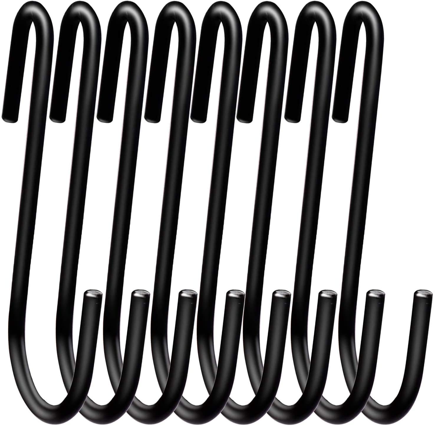 Swatowot 12 Pack Heavy Duty 10 cm S Hooks S Shaped Hanging Hooks Large Hangers for Kitchen, Bathroom, Bedroom and Office (12 Pack, X-Large, Black)